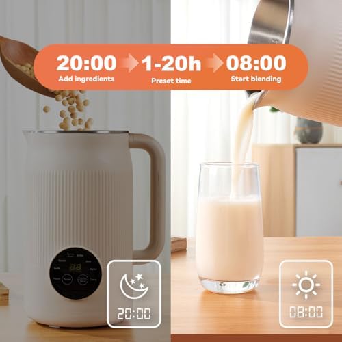 Macchina per latte di soia da 1200 ml, con lama in acciaio inox, prenotazione intelligente, pulizia automatica, ideale per uso domestico, preparazione del latte vegetale senza sforzo