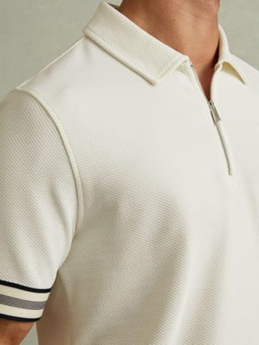 Image of Leriya Fashion T Shirt for Men | Polo T-Shirt for Man | Men's Half Zip Polo | Lightweight Breathable Summer Wear | Textured Knit Casual Stylish Tee | Short Sleeve Smart Casual Top for Man