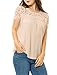 Allegra K Women's Lace Panel Upper Semi Sheer Yoke Short Sleeves Blouse XL Pink