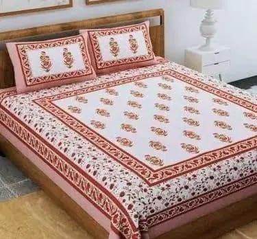 100% Pure Cotton Double Bed Sheet with 2 Pillow Covers - Traditional Heritage & Soft & Breathable - Gorgeous Floral Print for Elegant Bedroom Décor (Double Size)-image-46