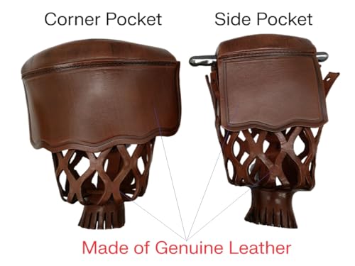 Joy's Billiard Pool Table Pockets, Leather Pool Table Pockets, Billiard Pockets, Made of Real Leather, Classic Smooth Shield, Walnut Color, Set of 6 - Image 3