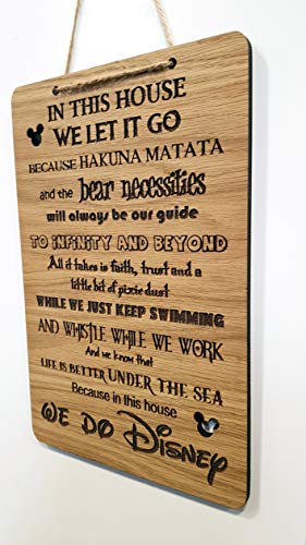 Charlie & Jane In This House We Do Disney Quote Wall Sign Hanging rustic wooden house shabby chic room plaque childrens kids gift laser engraved hand made