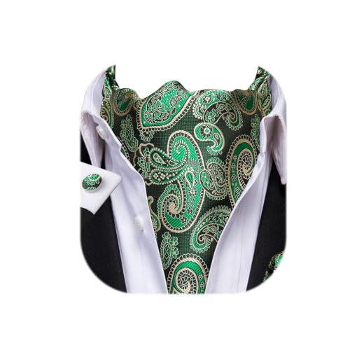Image of Dubulle Paisley Floral Ascot for Men Self Tie Mens Cravat and Pocket Square Cufflinks Wedding