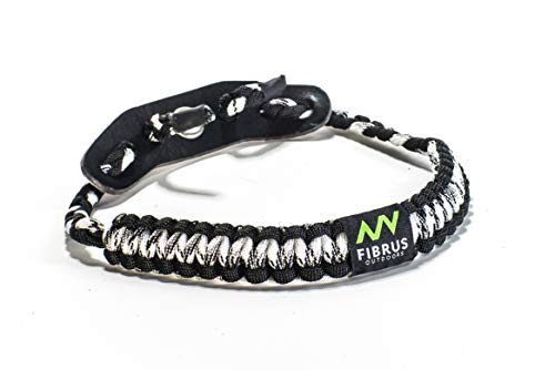 Fibrus Outdoors Bow Wrist Sling 550 Paracord - Survival Hunting Shooting - Durable Leather With Grommet (Multiple Color Options) (Snow Camo Black) #TOP5