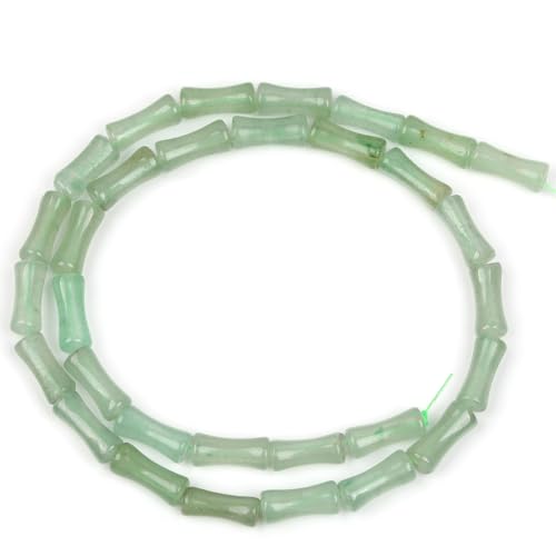 GEM-Inside 30Pcs 5x12mm Natural Green Aventurine Jade Plant Bamboo Knot Bone Beads for Jewelry Making Power Energy Chakra Stone Beads