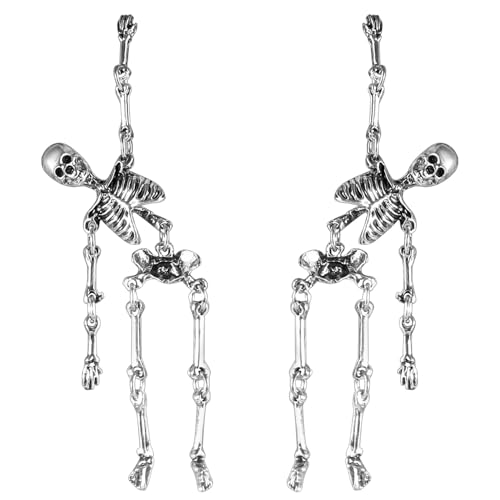 Halloween Skeleton Earrings for Women Punk Gothic Hypoallergenic Dangle Earrings Skull Jewelry for Costume Party Accessories