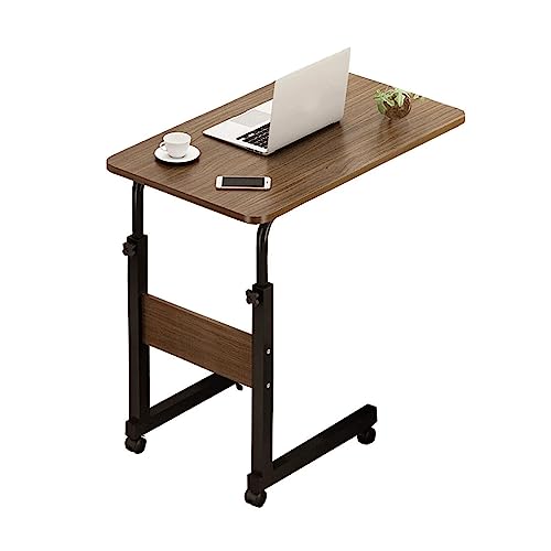 HJYBFA Mesa de Cama Ajustable con Ruedas, Escritorio móvil para portátil, construcción de Acero metálico, Ligera y Resistente, para Uso en la cabecera, Superficie de Tablero Artificial.