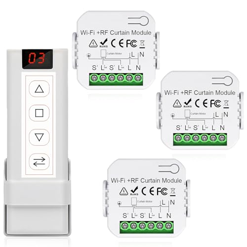 Kit de commande de volet roulant sans fil, module d'interrupteur de volet roulant, 1 télécommande pour 3 modules récepteurs indépendants, interrupteur sans...