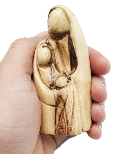 Estatua bendición Sagrada Familia de madera de olivo 3.7 pulg miniatura 2