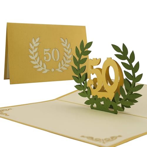 Glückwunschkarte I Karte goldene Hochzeit, Einladung 50 Jahre Hochzeit I Edel Elegant Hochwertig I Pop-Up-Karte,L11 Glückwunschkarte I Karte goldene Hochzeit, Einladung 50 Jahre Hochzeit I Edel Elegant Hochwertig I Pop-Up-Karte,L11