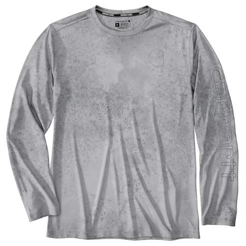 Carhartt Men's Force Sun Defender Lightweight Long-Sleeve Print T-Shirt, Light Gray Watercolor Camo, 4X-Large