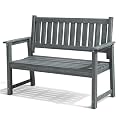 ACUEL All Weather Poly Lumber Outdoor Garden Bench, 2-Person, Dark Gray