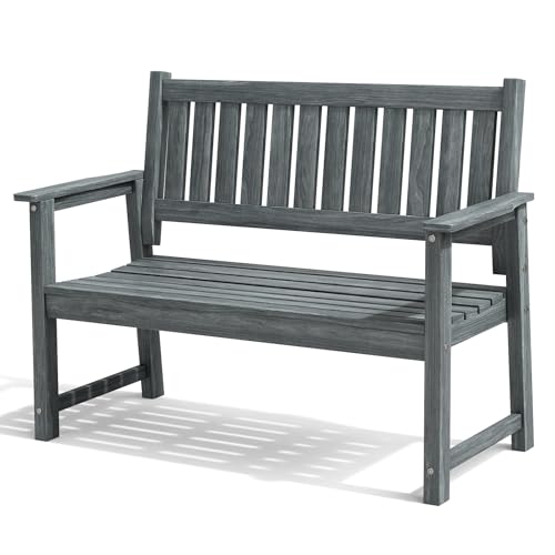 Image of All Weather Poly Lumber Outdoor Garden Bench, 2-Person, Dark Gray