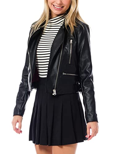 Design By Olivia Women's Long Sleeve Zipper Closure Moto Biker Faux Leather Jacket Black2 M #TOP4