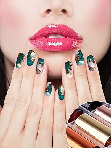 EBANKU 10 rollen metallic kleur holografische nagel folie transfer sticker, nagelfolie zelfklevende sticker, nail art… - Image 6