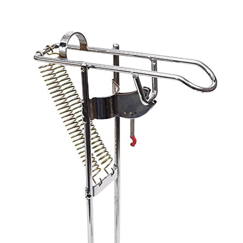 LeaningTech RHA-01 Stainless Fishing Rod Holder Rack, with Automatic Tip-Up Hook Setter, Double Spring, Adjustable Folding Holder, Silver