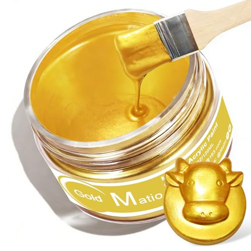 Matio Gold Paint, 120ML Metallic Liquid Gold Leaf Paint, Non Toxic Shiny Golden Acrylic Paint...