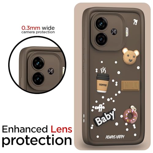 Image of Bintage Ball Bear| Donut| Milk Cake| Baby| Coffee Rubber Case Camera Protection Back Cover Compatible for iQOO Neo 10R 5G - Brown
