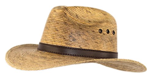Big Wide Brim Natural Palm Leaf Straw Cuban Gaucho Fedora UPF Sun Hat