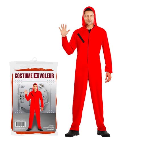 Disfarce adulto Money Heist de 170 a 180 cm, fato da série de cosplay de casa de papel, unissexo, fato vermelho com capuz, festa de fantasias com tema de ladrão/ladrão, OriginalCup®