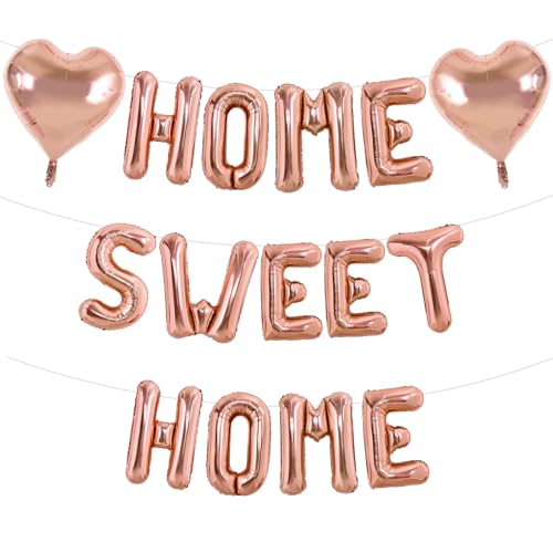 Image of TONIFUL 16 Inch Rose Gold HOME SWEET HOME Letter Balloon for Housewarming