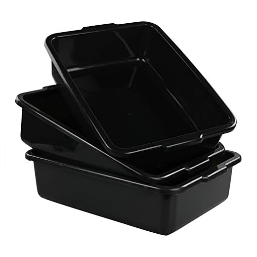 Qskely Commercial Plastic Bus Box/Tote Box, Black Bus Tub/ Wash Basin Tub, Set of 3