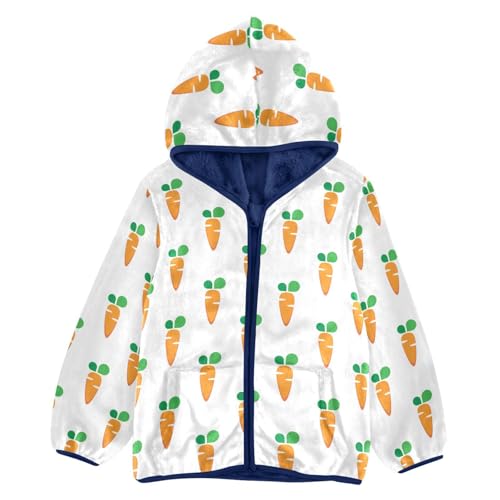 Carrot Toddler Fleece Jacket Baby Boys Hooded Zipper Long Sleeve Thick Warm Outerwear 3-10 Years