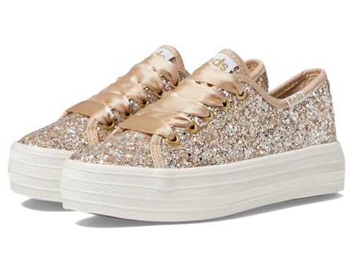 Keds Girls Triple Celebrations (Little Big Kid) Sneaker, Champagne Glitter, 4