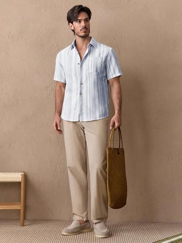 Image of Lymio Men Shirt || Striped Shirt for Man || Half Sleeve || Summer Style (Packs Also Available) (Lilen-Strip)