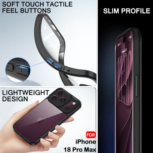 Image of TheGiftKart Hybrid Shockproof Back Cover Case for iPhone XVIII Pro Max | Camera Protection Module | Hard Back Cover Case for iPhone XVIII Pro Max (PC & TPU, Transparent Clear Back, Black Sides)