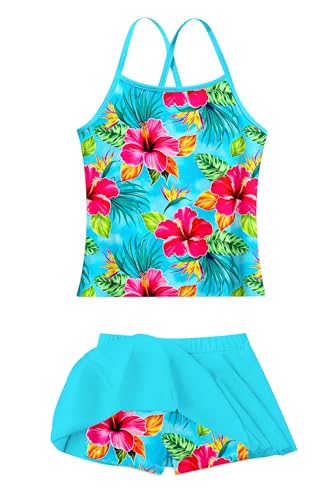 Image of Girls Tankini Swimsuit Two Piece Bathing Suit with Adjustable Strap 3-13 Years