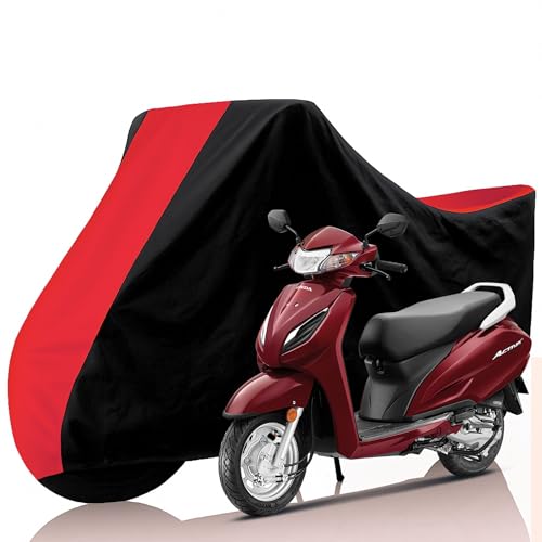 Image of All Weather Protection Two Wheeler Cover for Honda Activa 6G, Scooter & Scooty | Anti Dust, 100% Water Resistance, Heat Resistant, UV Proof - Triple Stitched | (Black Top Red)