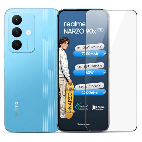 Image of Military-Grade Tempered Glass Screen Protector Compatible for Realme Narzo 90X 5G with Edge to Edge Coverage and Easy Self Installation kit (Realme Narzo 90X 5G)