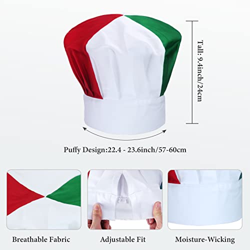 Keymall Italian Chef Costume Chef Hat and Apron for Women Italian Flag Bib Apron Baking Fabric Cooking Apron for Home Kitchen