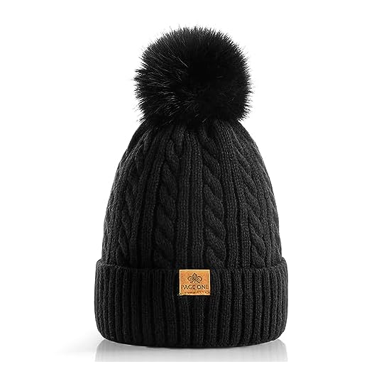 PAGE ONE Women Winter Pom Pom Beanie Hats Warm Fleece Lined,Chunky Trendy Cute Chenille Knit Twist Cap