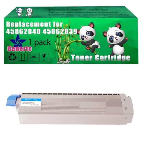 Replacement 45862840 45862839 45862838 45862837 Toner Cartridge Compatible for Okidata OKI MC853dn MC853 MC853dnct MC853dnv MC873 Printers (1 Pack Cyan)