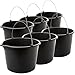 Produktbild Sustania Baueimer 6er Set 12L mit Metallbügel - Robuste Schwarze Kunststoff Eimer für Haushalt, Garten und Industrie - UV-Beständig und Wetterfest
