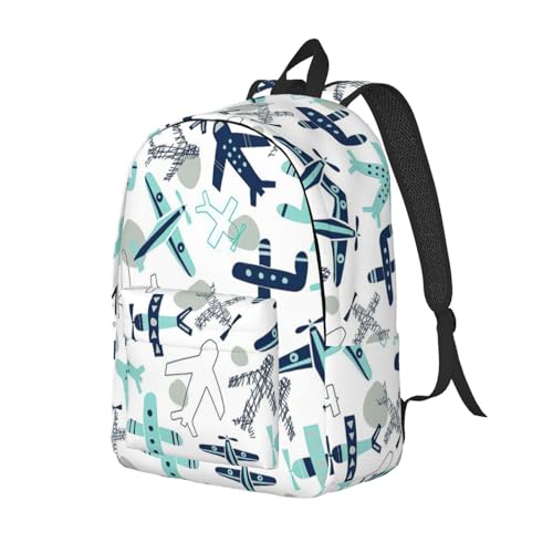 Mochila de viaje con estampado de avión espaciosa y cómoda para laptop y uso diario 2