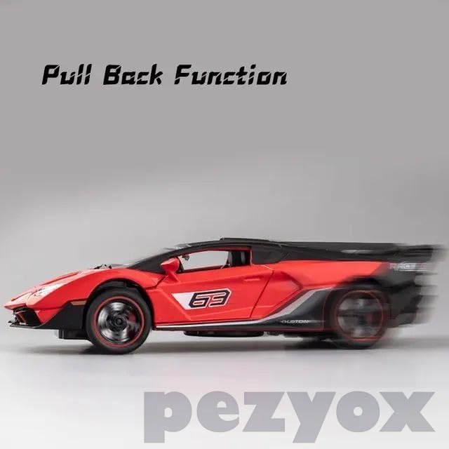 Image of Metal Pull Back Diecast Car 1:32 Lamborghini Sc18 Alston Pull Back Car Model with Sound Light Boys Gifts Toys for Kids. (Red)