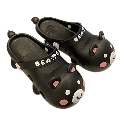 Kawaii Slippers Kawaii Clogs Mules for Girls Women Cute Bunny Summer Shower Slippers Non-Slip Beach Shoes PVC Soft Durable, Black Bear, 18-24 Months Toddler