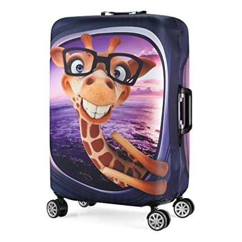 7-Mi 3D Print Giraffe Design Travel Luggage Protector Suitcase Cover 23"-25" Suitcase Dust Cover Size M Cover