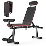 Verstellbare Hantelbank, klappbar, geneigt/flach, Ganzkörpertraining, erweitertes Kopfdesign, 660 lbs/300 kg Kapazität