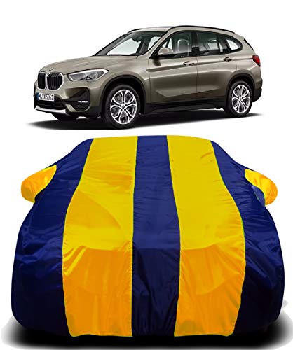 Image of Car Body Cover Waterproof Accessories Compatible with BMW X1 Car Body Protection Dust Proof Rain Cover Protects from Sunlights and Uv | Yellow Stripes