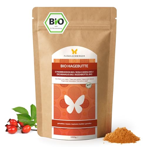 1kg BIO Hagebutten Pulver, zertifizierte Bio Qualität, aus sonnengereiften ganzen Früchten, fein gemahlen (1000g)