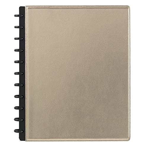 TUL™ Custom Note-Taking System Discbound Notebook, Letter Size, Leather Cover, Metallic Champagne