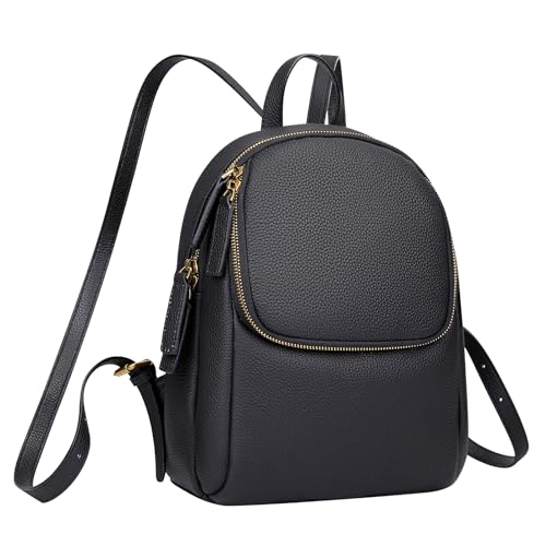 Image of Over Earth Genuine Leather Backpack for Women Small Daypack Purse Casual Fashion Backpacks(O218E Black)