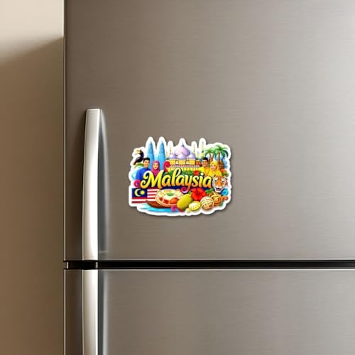 Image of Country Malaysia Theme Wooden Fridge Magnet for Refrigerator | Malaysia Printed Decorative Magnet for Home Kitchen Decor | Travel Souvenir Gift Fridge Decoration Item(Malaysia)