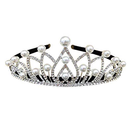 CHSYOO Silver girl crown tiara de metal de aleación de aluminio con diamantes de imitación para boda nupcial fiesta de graduación