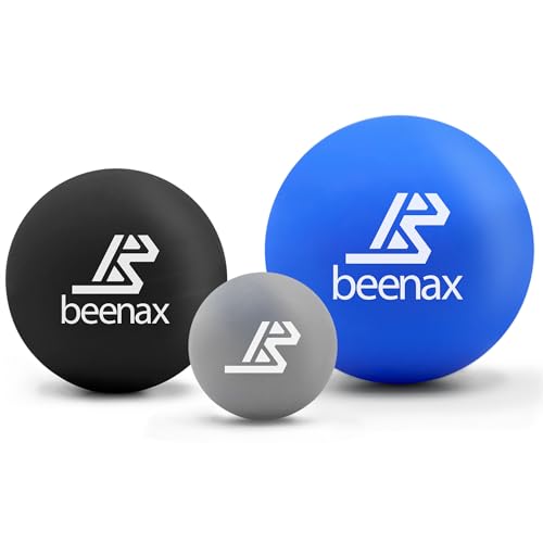 Beenax Lacrosse Massage Ball (Set of 3) - Trigger Point, Myofascial Release, Plantar Fasciitis, Deep Tissue, Yoga, Pilates, Rehab, Physio - Shoulders, Neck, Back, Foot, Body