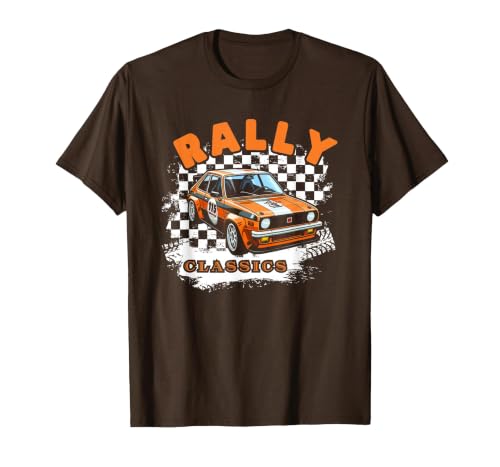 Rally Classics Shirt Car Racing Motorsport Rally Sport T-Shirt, Men, Brown, Large